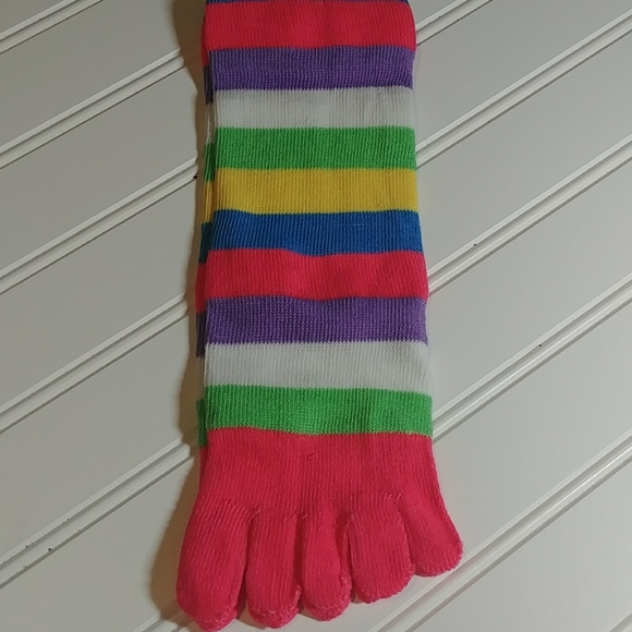Focus Pink Rainbow Striped Toe Socks-3/$25.00 - Picture 4 of 6